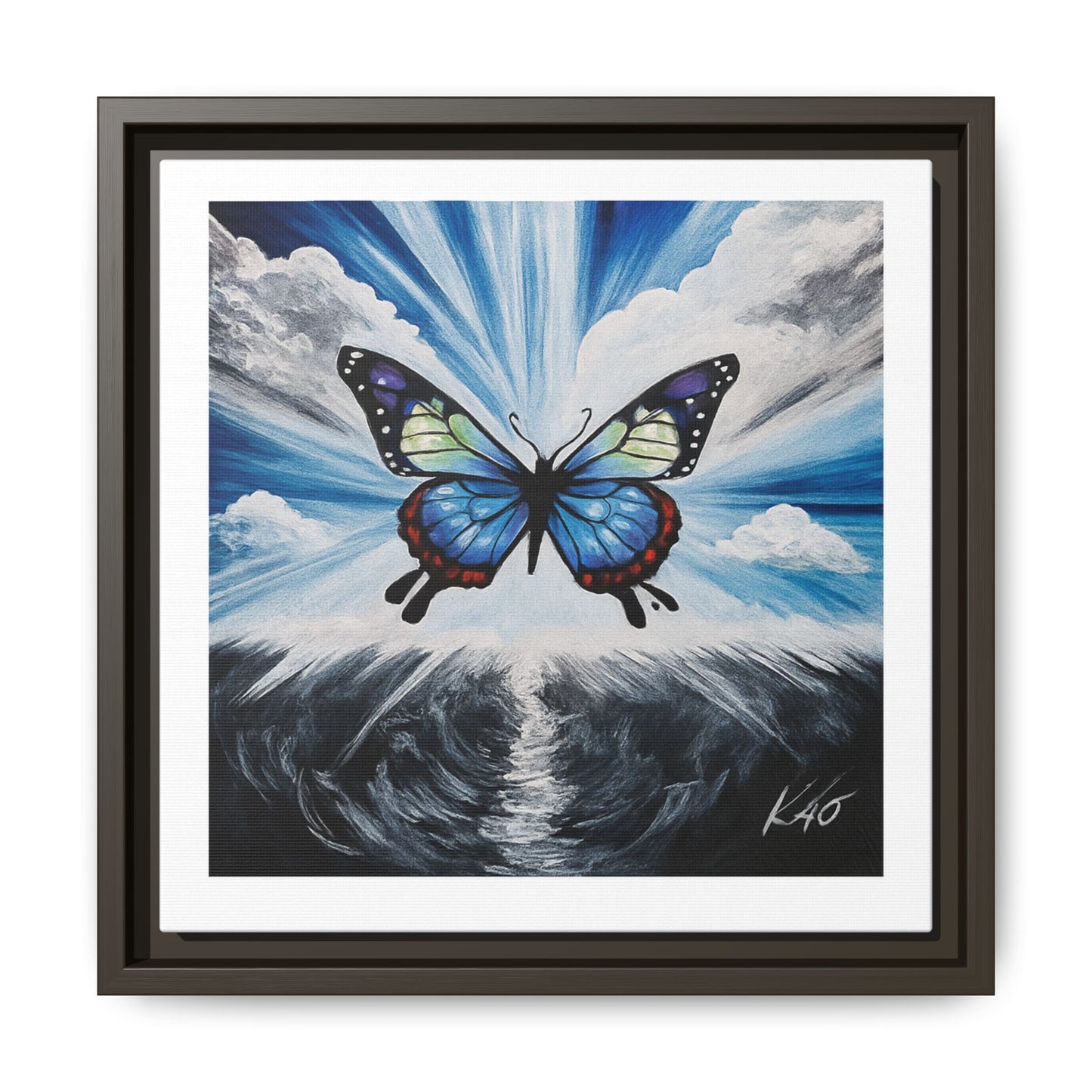 Butterfly Framed Canvas Wall Art – Symbol of Hope & Transformation, Vibrant Mental Health Inspired Decor