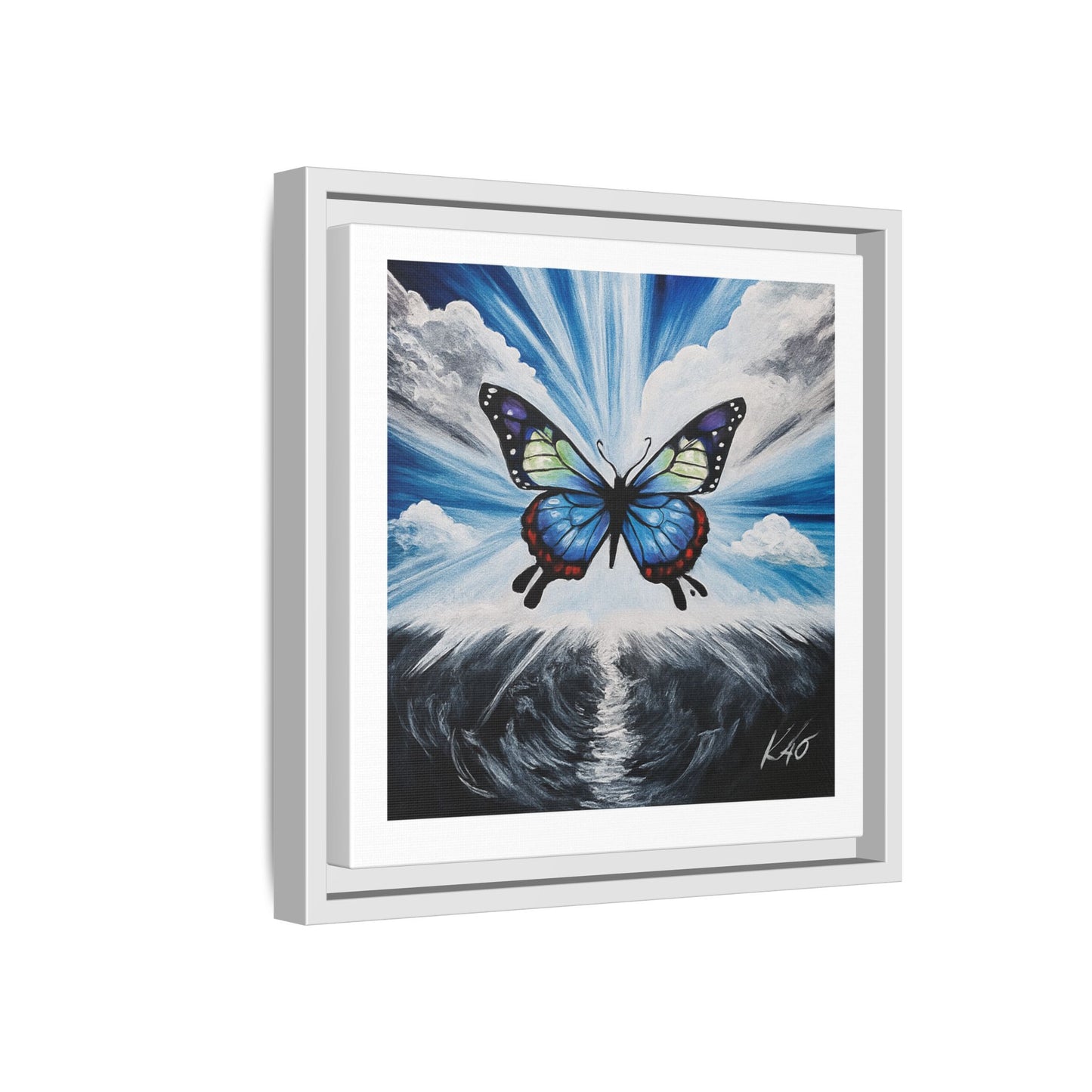 Butterfly Framed Canvas Wall Art – Symbol of Hope & Transformation, Vibrant Mental Health Inspired Decor