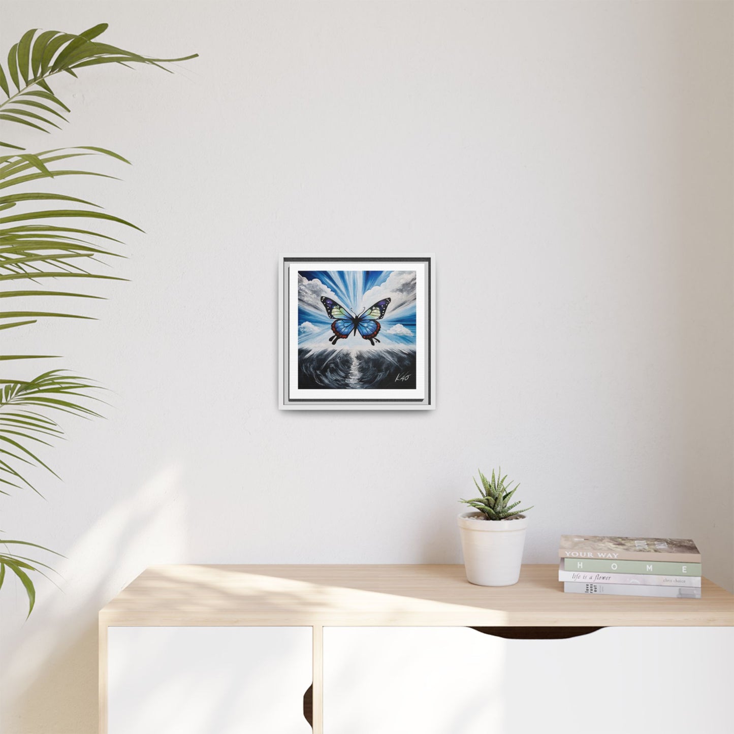 Butterfly Framed Canvas Wall Art – Symbol of Hope & Transformation, Vibrant Mental Health Inspired Decor