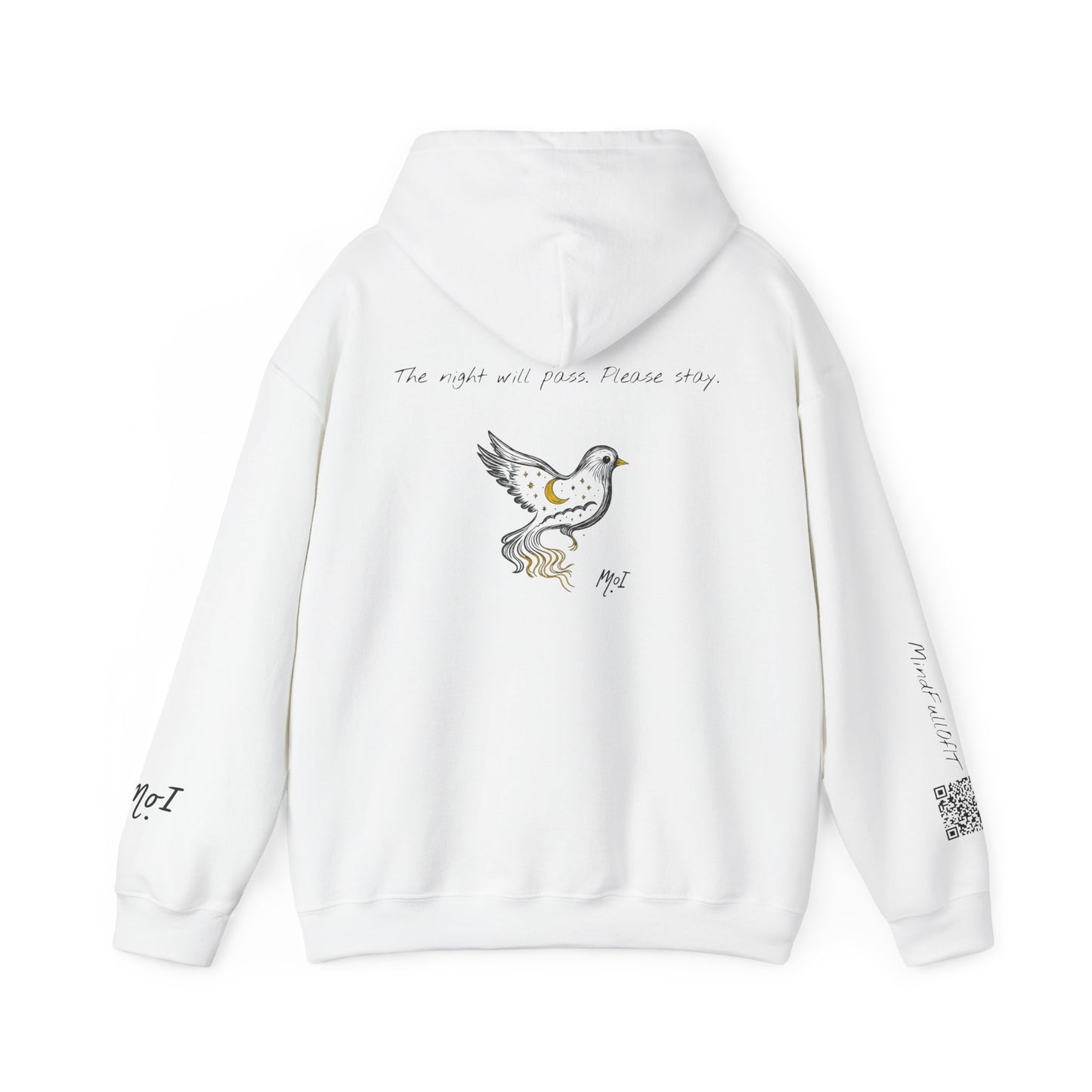 The Night Will Pass Hoodie – Mental Health Awareness Sweatshirt, Unisex Cozy Heavy Blend™, Inspirational Bird Artwork by MoI