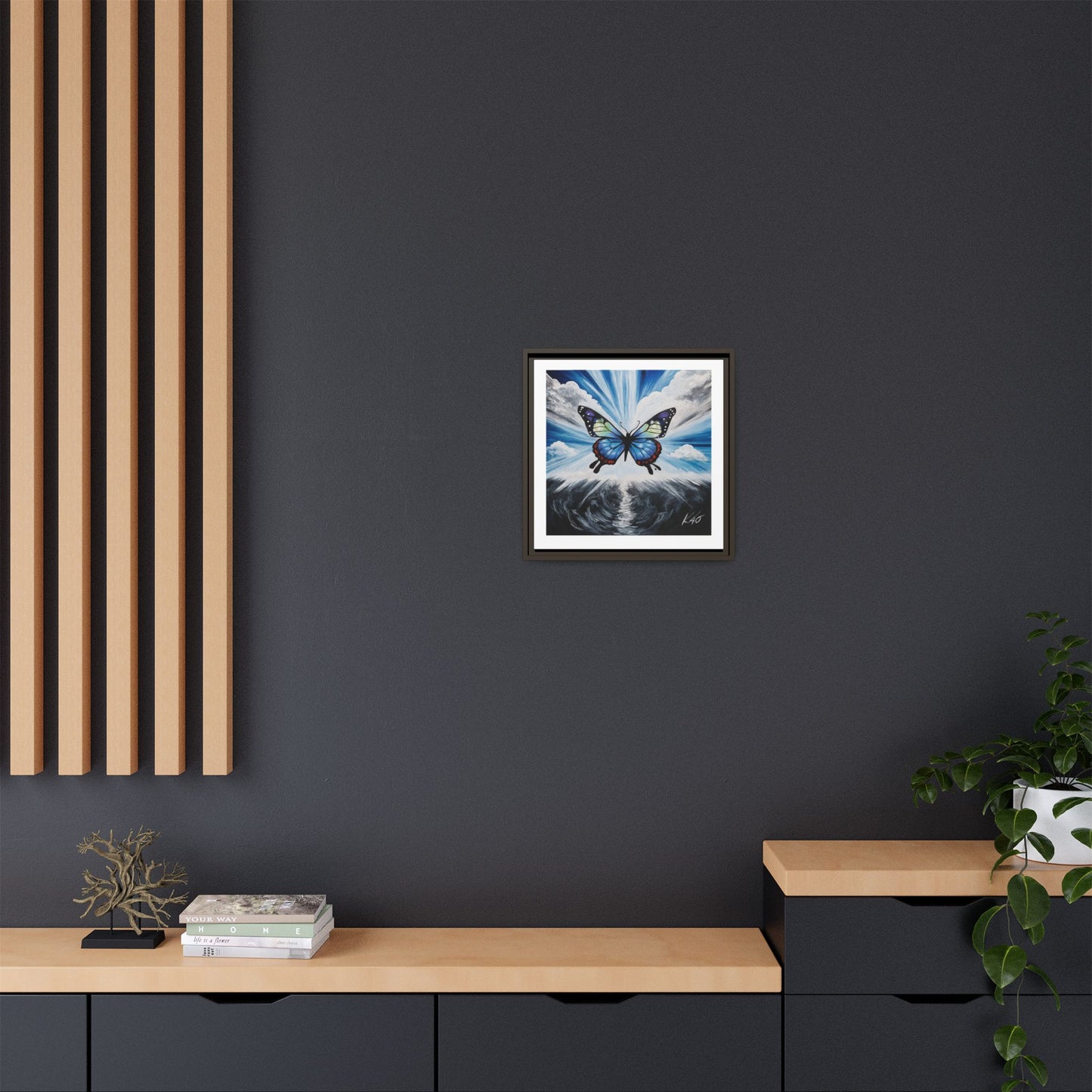 Butterfly Framed Canvas Wall Art – Symbol of Hope & Transformation, Vibrant Mental Health Inspired Decor