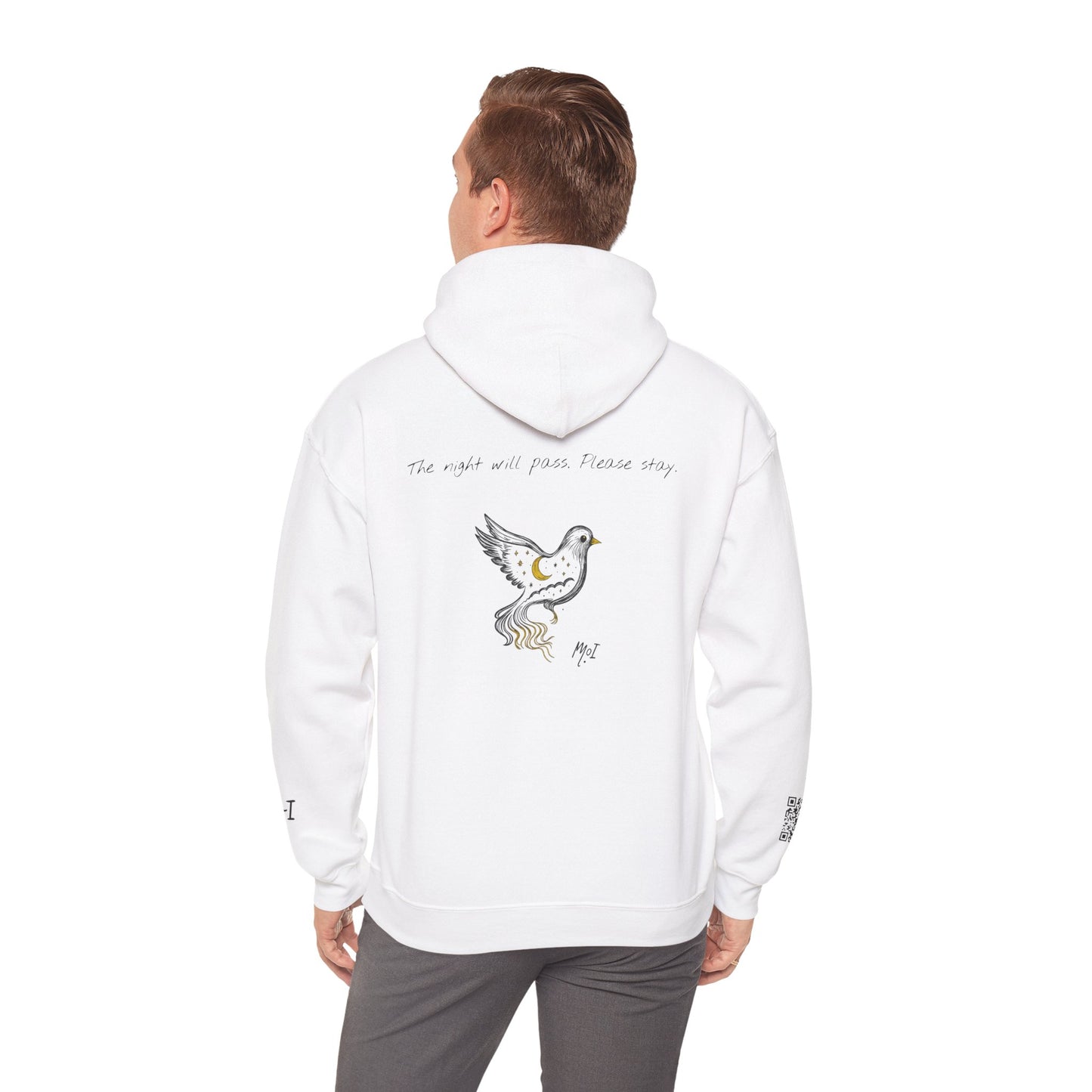 The Night Will Pass Hoodie – Mental Health Awareness Sweatshirt, Unisex Cozy Heavy Blend™, Inspirational Bird Artwork by MoI