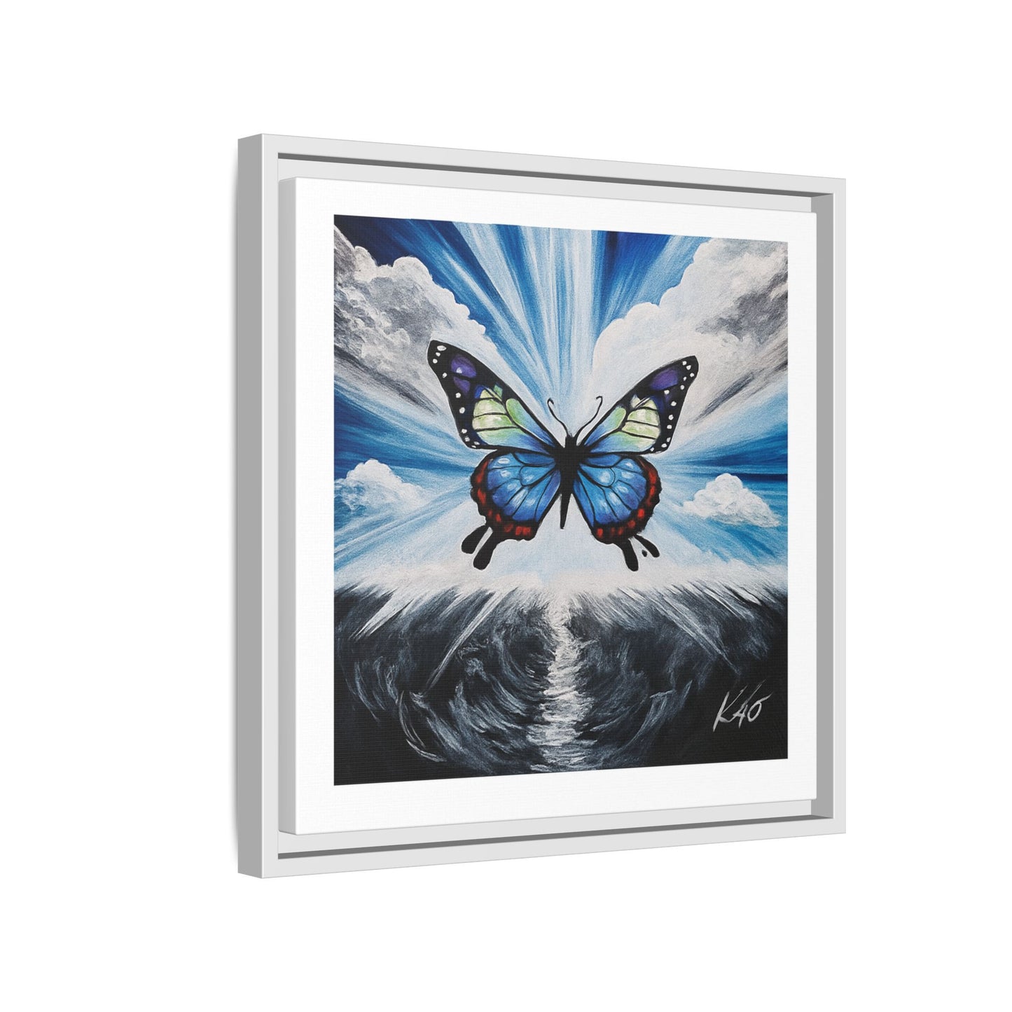Butterfly Framed Canvas Wall Art – Symbol of Hope & Transformation, Vibrant Mental Health Inspired Decor