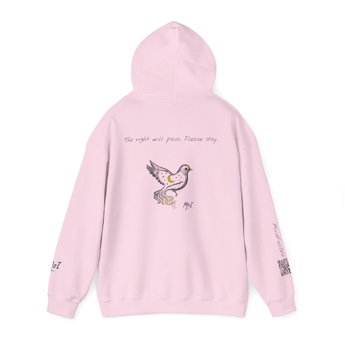 The Night Will Pass Hoodie – Mental Health Awareness Sweatshirt, Unisex Cozy Heavy Blend™, Inspirational Bird Artwork by MoI