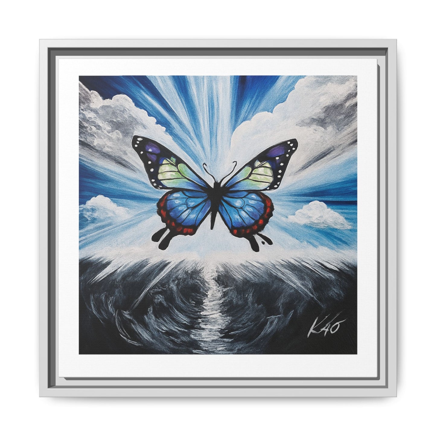 Butterfly Framed Canvas Wall Art – Symbol of Hope & Transformation, Vibrant Mental Health Inspired Decor