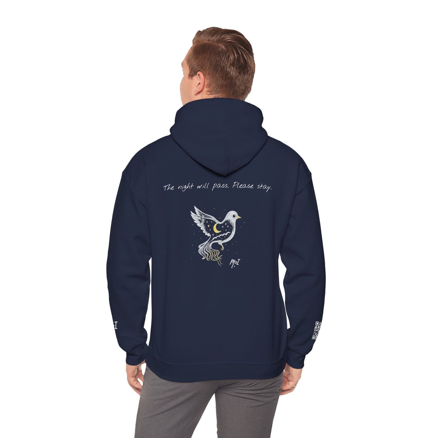 The Night Will Pass Hoodie – Mental Health Awareness Sweatshirt, Unisex Cozy Heavy Blend™, Inspirational Bird Artwork by MoI