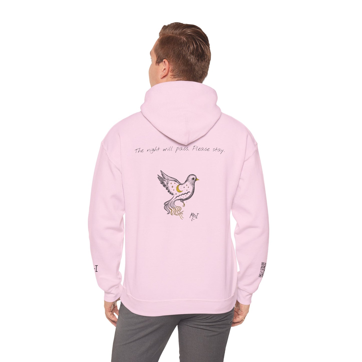 The Night Will Pass Hoodie – Mental Health Awareness Sweatshirt, Unisex Cozy Heavy Blend™, Inspirational Bird Artwork by MoI