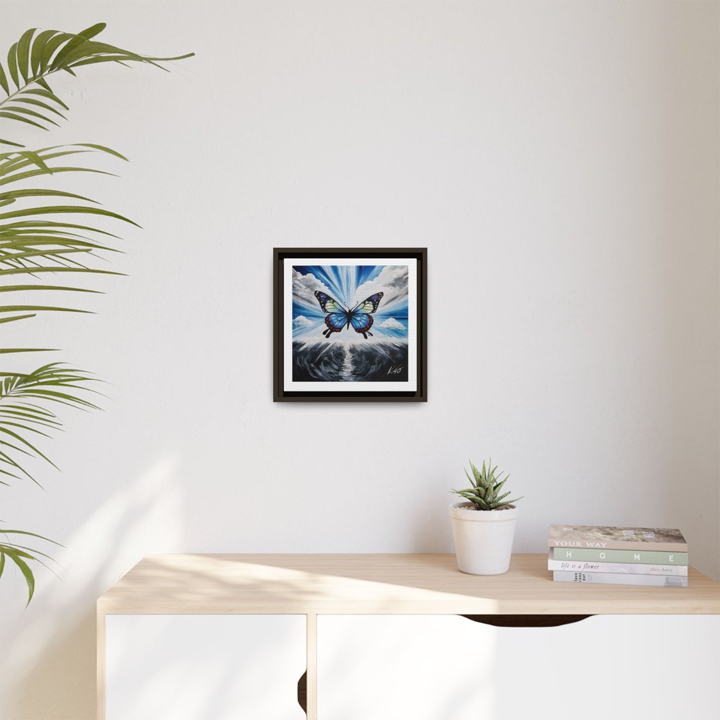 Butterfly Framed Canvas Wall Art – Symbol of Hope & Transformation, Vibrant Mental Health Inspired Decor