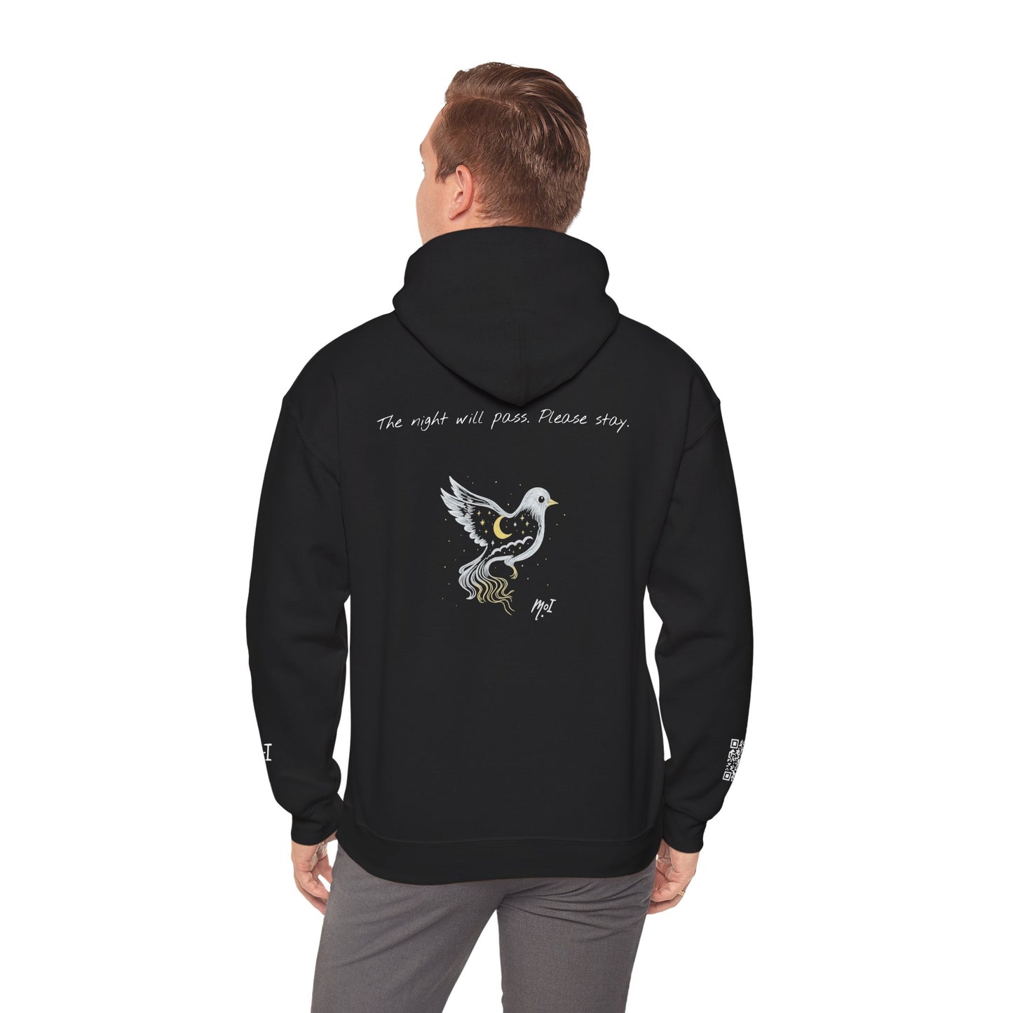 The Night Will Pass Hoodie – Mental Health Awareness Sweatshirt, Unisex Cozy Heavy Blend™, Inspirational Bird Artwork by MoI