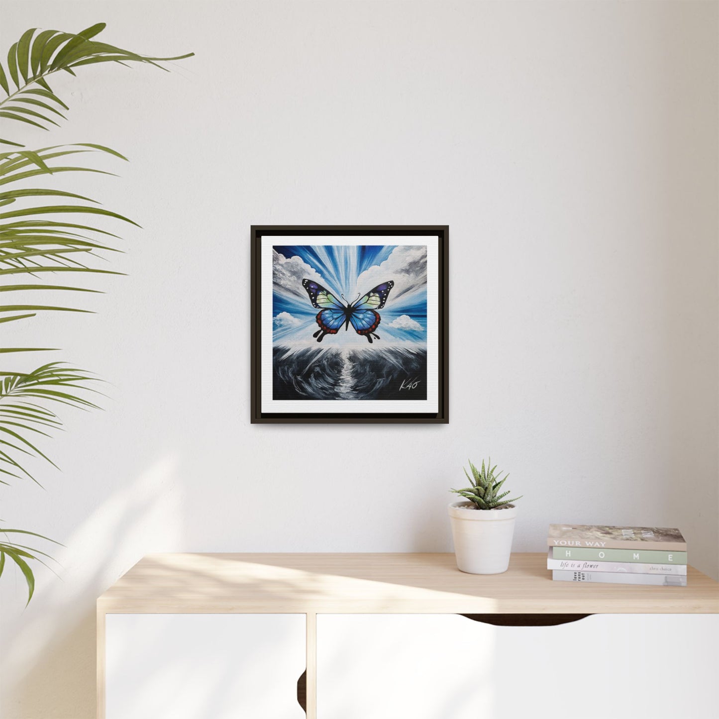 Butterfly Framed Canvas Wall Art – Symbol of Hope & Transformation, Vibrant Mental Health Inspired Decor
