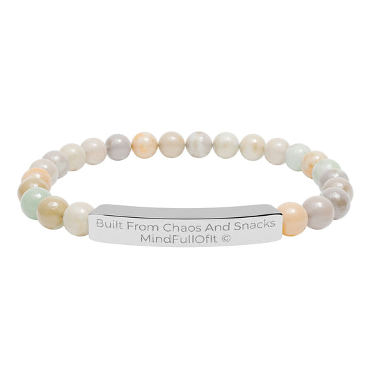 ✨ “Built From Chaos” Engraved Natural Stone Bracelet