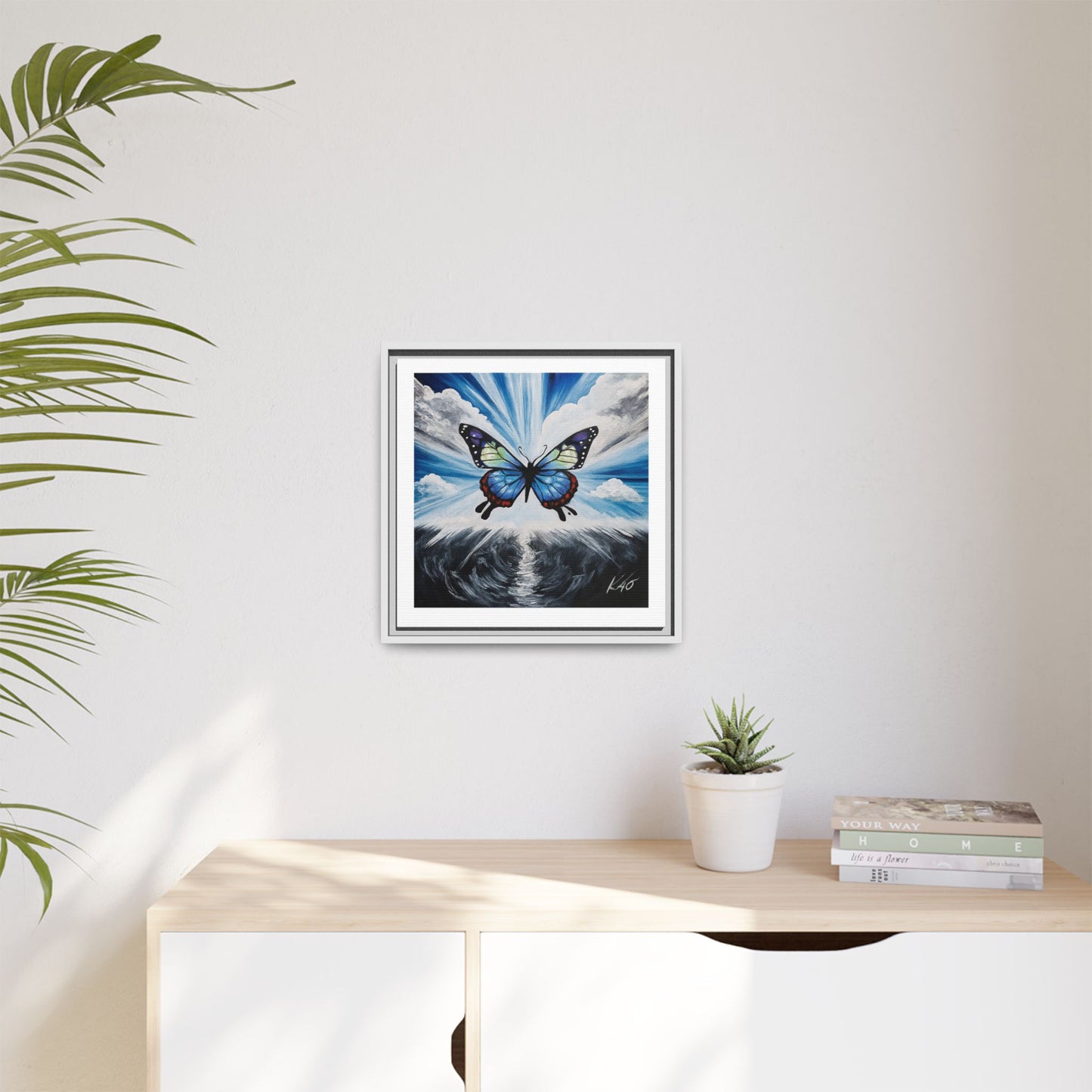 Butterfly Framed Canvas Wall Art – Symbol of Hope & Transformation, Vibrant Mental Health Inspired Decor
