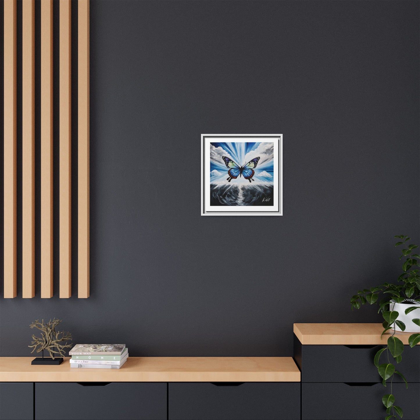 Butterfly Framed Canvas Wall Art – Symbol of Hope & Transformation, Vibrant Mental Health Inspired Decor
