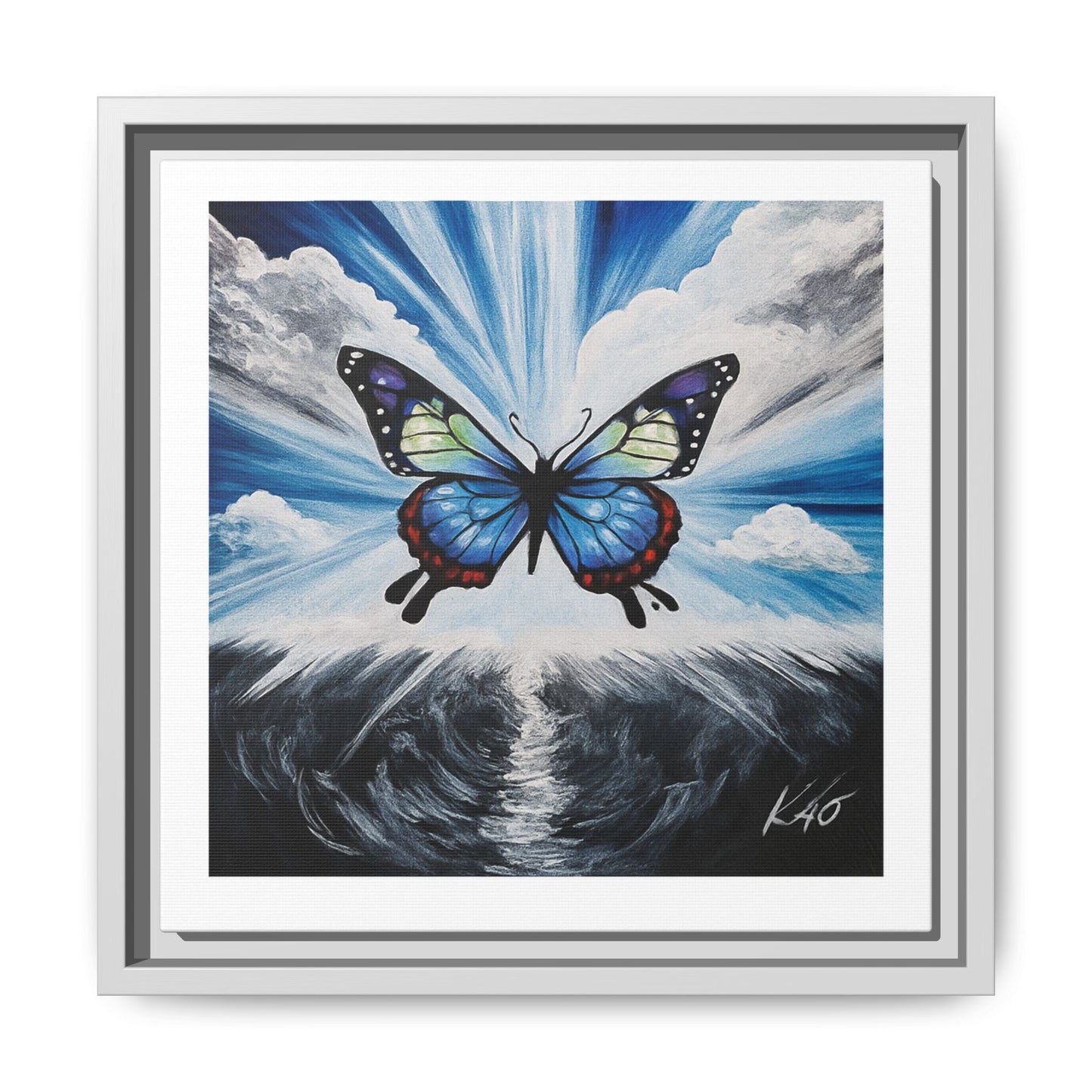 Butterfly Framed Canvas Wall Art – Symbol of Hope & Transformation, Vibrant Mental Health Inspired Decor