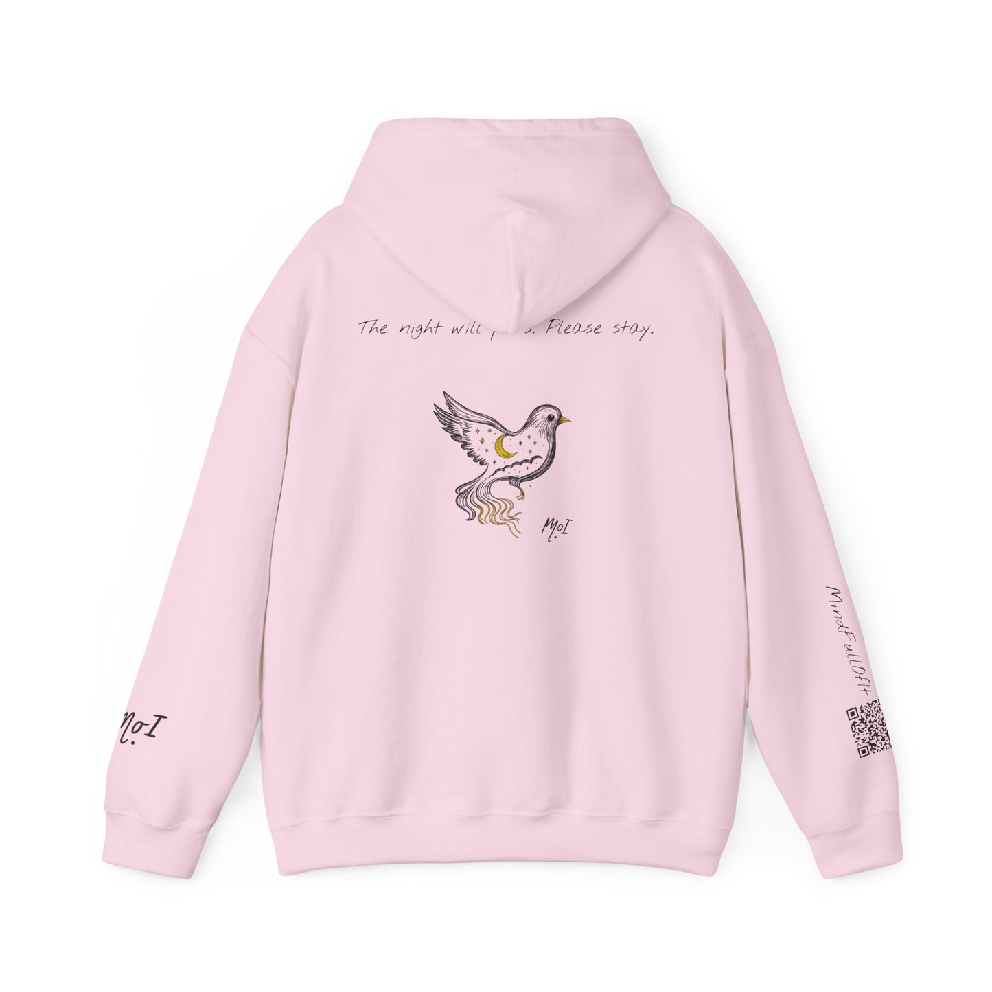 The Night Will Pass Hoodie – Mental Health Awareness Sweatshirt, Unisex Cozy Heavy Blend™, Inspirational Bird Artwork by MoI