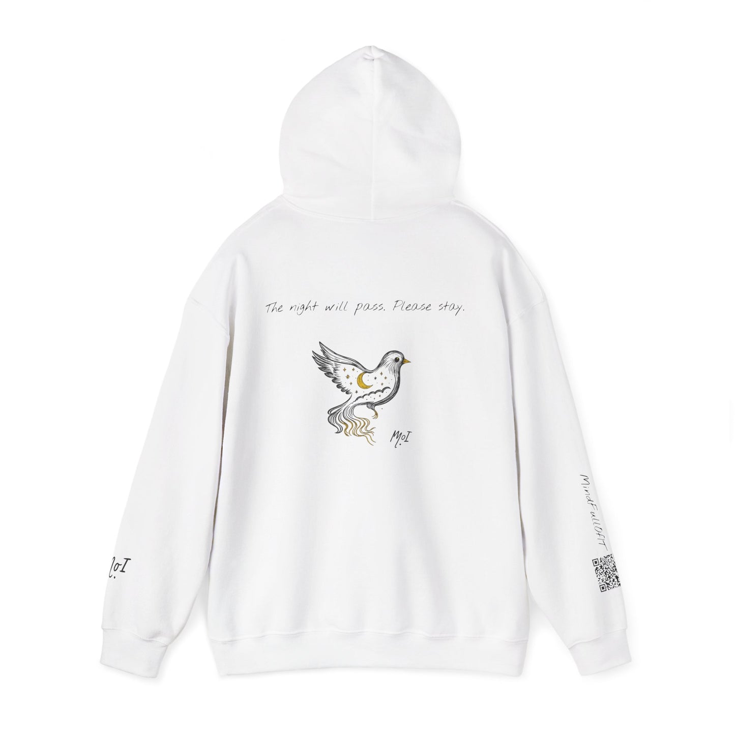 The Night Will Pass Hoodie – Mental Health Awareness Sweatshirt, Unisex Cozy Heavy Blend™, Inspirational Bird Artwork by MoI